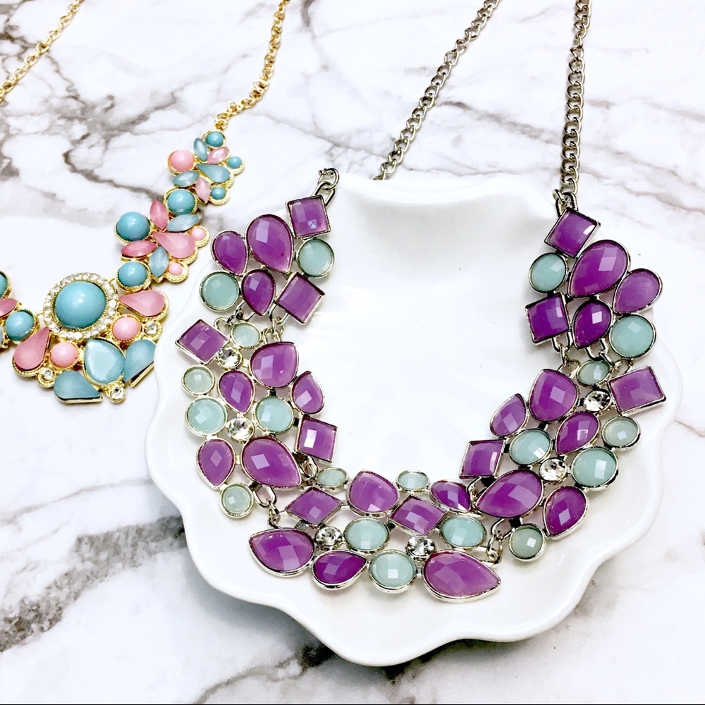 💎 Lavender Periwinkle Statement Necklace